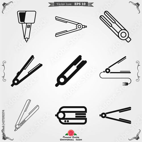 Hair straighten icon. Female accessories icons for mobile concept and logo