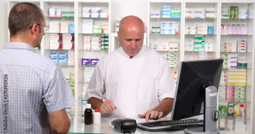 Shooting with Client and Pharmacist Buying Medicines and Paying with Credit Card Shooting with Client and Pharmacist Buying Medicines and Paying with Credit Card