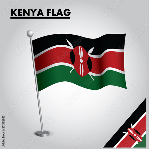 National flag of KENYA on a pole