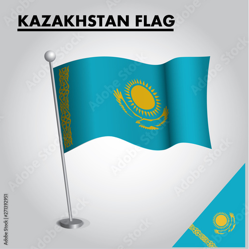 National flag of KAZAKHSTAN on a pole