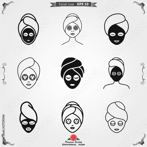 Facial mask icon logo, illustration, vector sign symbol for design