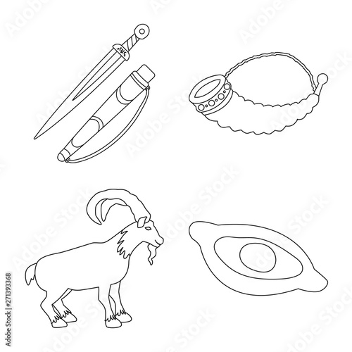 Vector design of traditions and national logo. Set of traditions and sightseeing stock symbol for web.