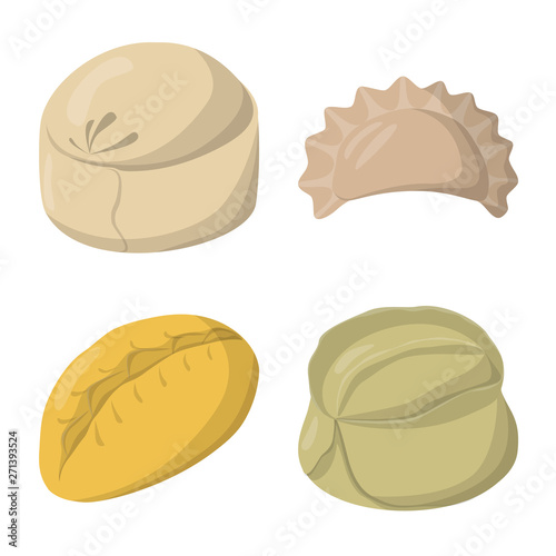 Vector design of dumplings and food  icon. Set of dumplings and stuffed stock vector illustration.