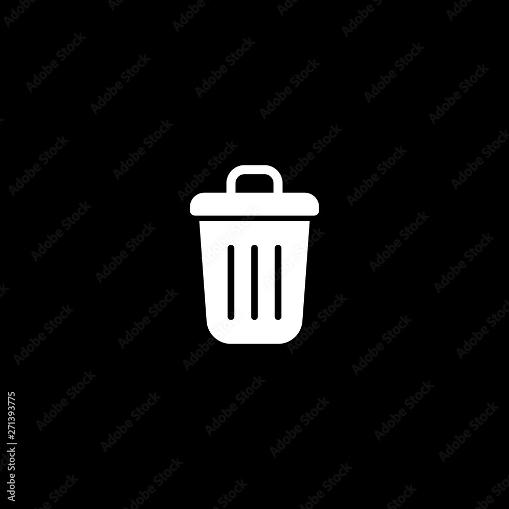 bin icon. black flat vector illustration on white background