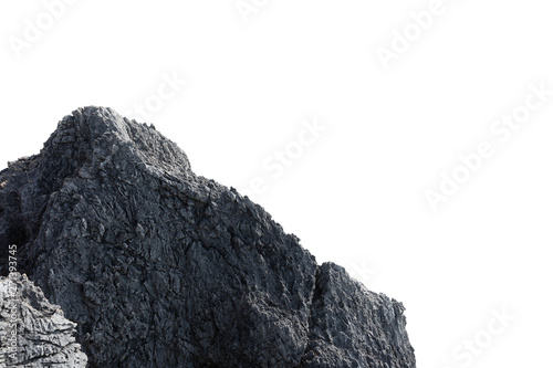 Tableau sur toile Cliff stone acrimonious located part of the mountain rock put on the top of hill isolated on white background