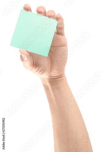 Hand hold virtual business card, credit card or blank paper