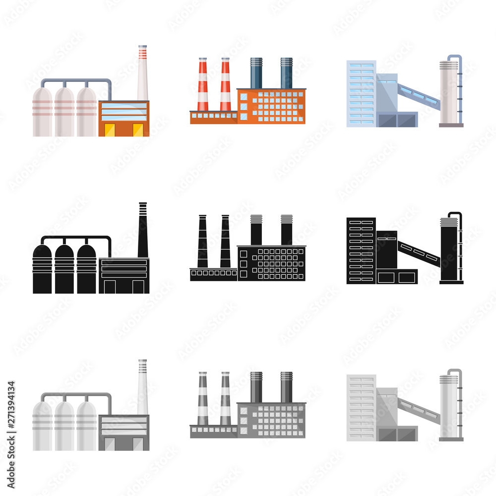 Isolated object of production and structure symbol. Set of production and technology vector icon for stock.