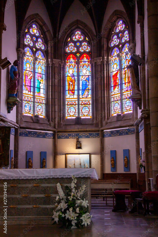 Carentec. Intérieur de l'église Saint-Carentec Finistère. Bretagne