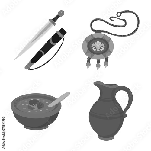 Vector design of attributes and tourism icon. Collection of attributes and national stock symbol for web.