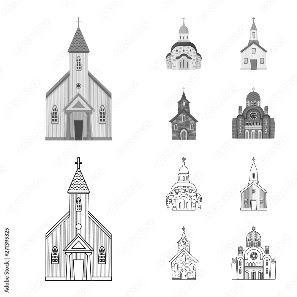 Vector design of cult and temple icon. Set of cult and parish stock vector illustration.
