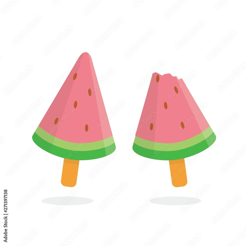 Ice cream with watermelon shape vector illustration suitable for summer ornament, icon or other purpose Ice cream with watermelon shape vector illustration suitable for summer ornament, icon or other purpose