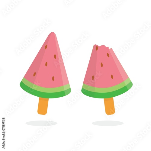 Ice cream with watermelon shape vector illustration suitable for summer ornament, icon or other purpose  © Muhamad