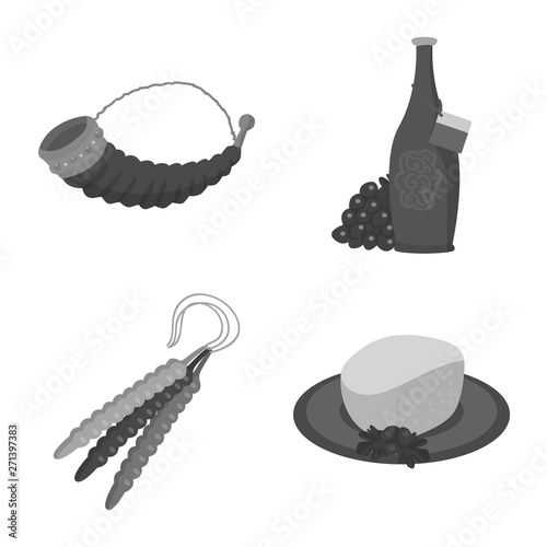 Isolated object of attributes and tourism symbol. Collection of attributes and national stock vector illustration.