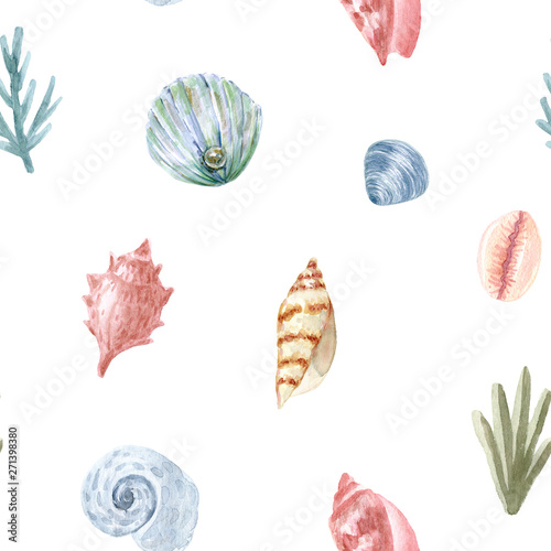 Hand painted watercolor sea. Hand drawn illustration isolated on white background. Watercolor sea animal clipart.
