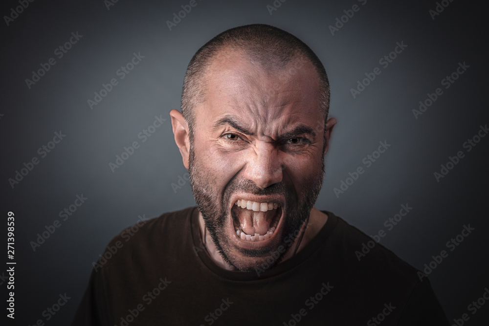 Portrait of angry man screaming. Portrait of angry man screaming.