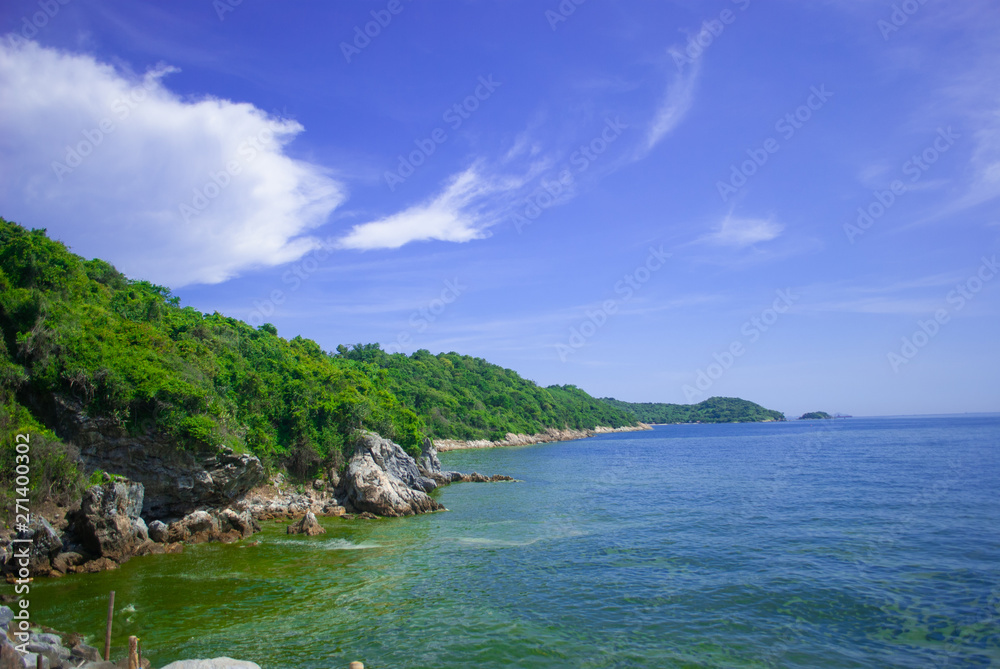 Landscape on the beach in the summer of Koh Sichang, Chon Buri, Thailand