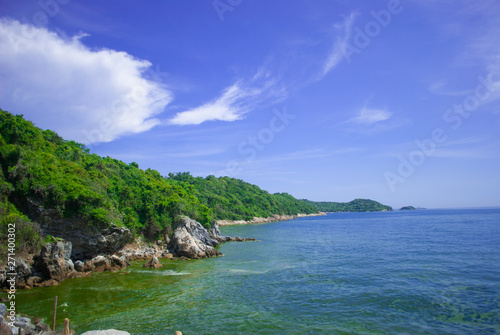 Landscape on the beach in the summer of Koh Sichang, Chon Buri, Thailand