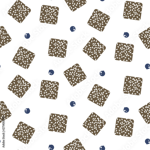 Australian lamington cake seamless vector pattern.