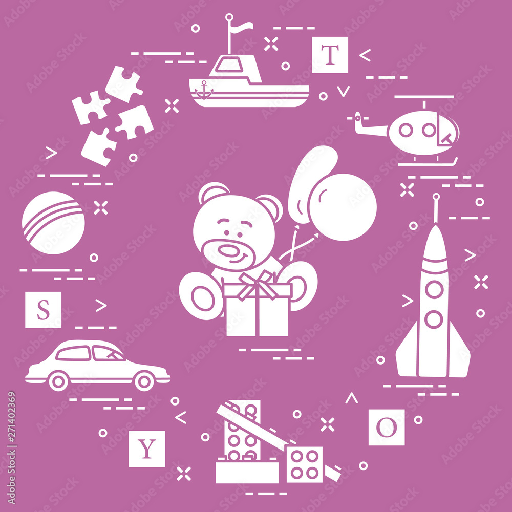 Different toys for children. Different toys for children.