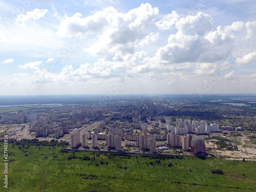 Aerial view of the Saburb landscape (drone image). Kiev Region,Ukraine 