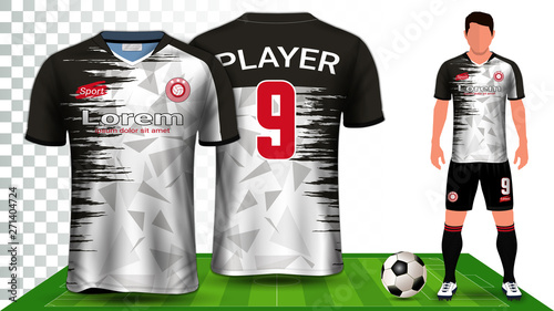 Soccer Jersey and Football Kit Presentation Mockup Template, Front and Back View Including Sportswear Uniform, Shorts and Socks and it is Fully Customization Isolated on Transparent Background.