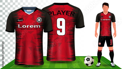 Soccer Jersey and Football Kit Presentation Mockup Template, Front and Back View Including Sportswear Uniform, Shorts and Socks and it is Fully Customization Isolated on Transparent Background.