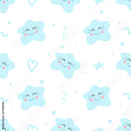 Seamless pattern with doodle stars and elements.