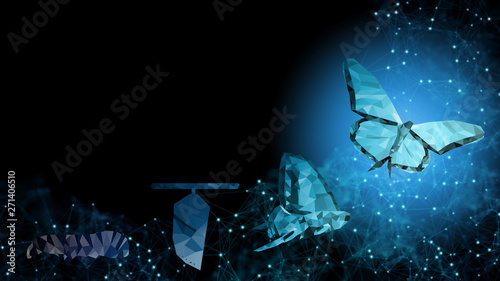 Background of beautiful abstract Business transformation innovation. Change from to high technology like butterfly life cycle. to imply with success future business growth concept or transform