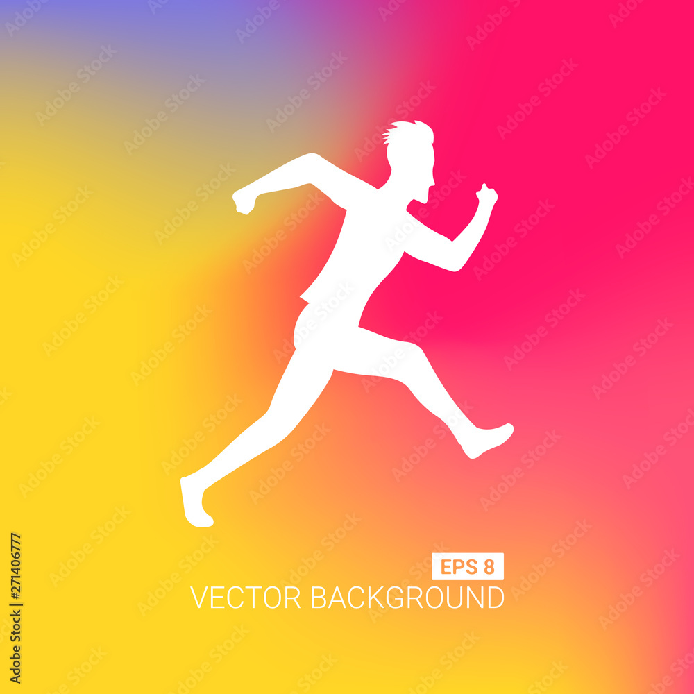 Abstract blurred gradient mesh background. Colorful smooth banner template. Easy editable soft colored vector illustration. Running marathon people run colorful poster. Vector illustration.