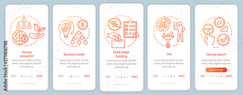 Startup onboarding mobile app page screen with linear concepts