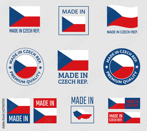 made in Czech Republic icon set, product labels of Czechia