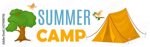 Summer kids camp poster scout vector illustration.