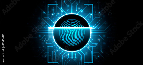 Abstract fingerprint technology business background. Circuit security style