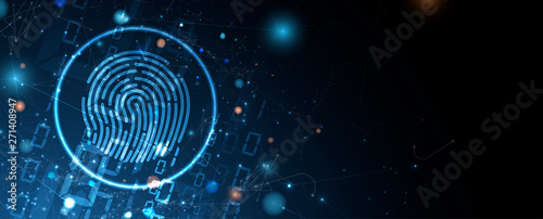 Abstract fingerprint technology business background. Circuit security style