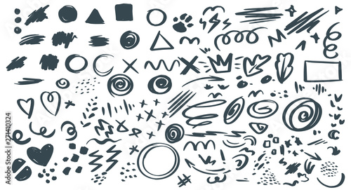 Abstract hand drawn vector symbols set