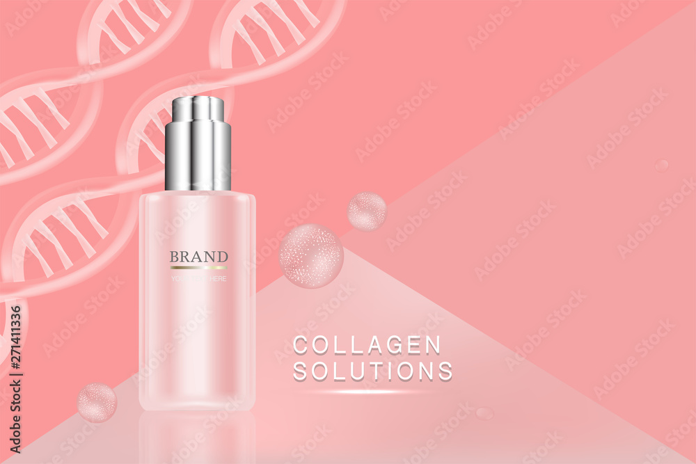 Beauty product, pink cosmetic container with advertising background ready to use, luxury skin care ad, illustration vector.