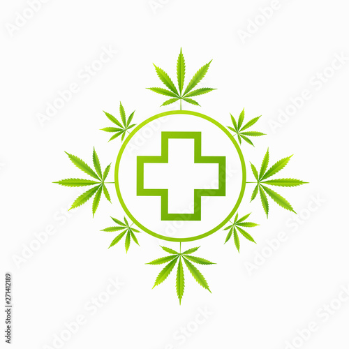Medical marijuana icons pills, Rx bottles and other medicinal cannabis symbols. 