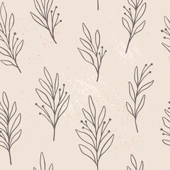Wandcirkels Bloemenprints patronen Handgetekende bloemen en bladeren patroon  © flowersonthemoon