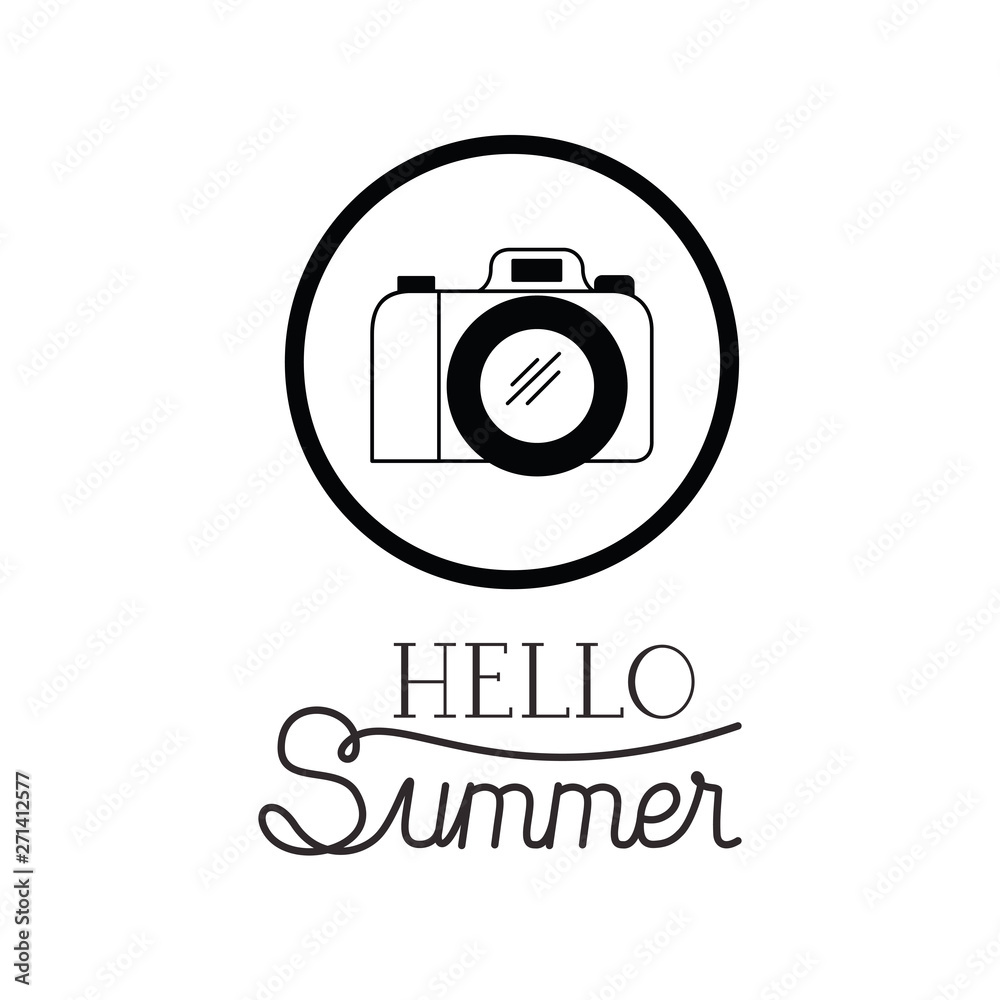 hello summer label with white background