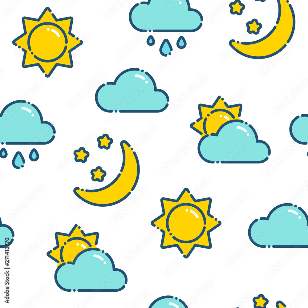 flat outline weather seamless pattern