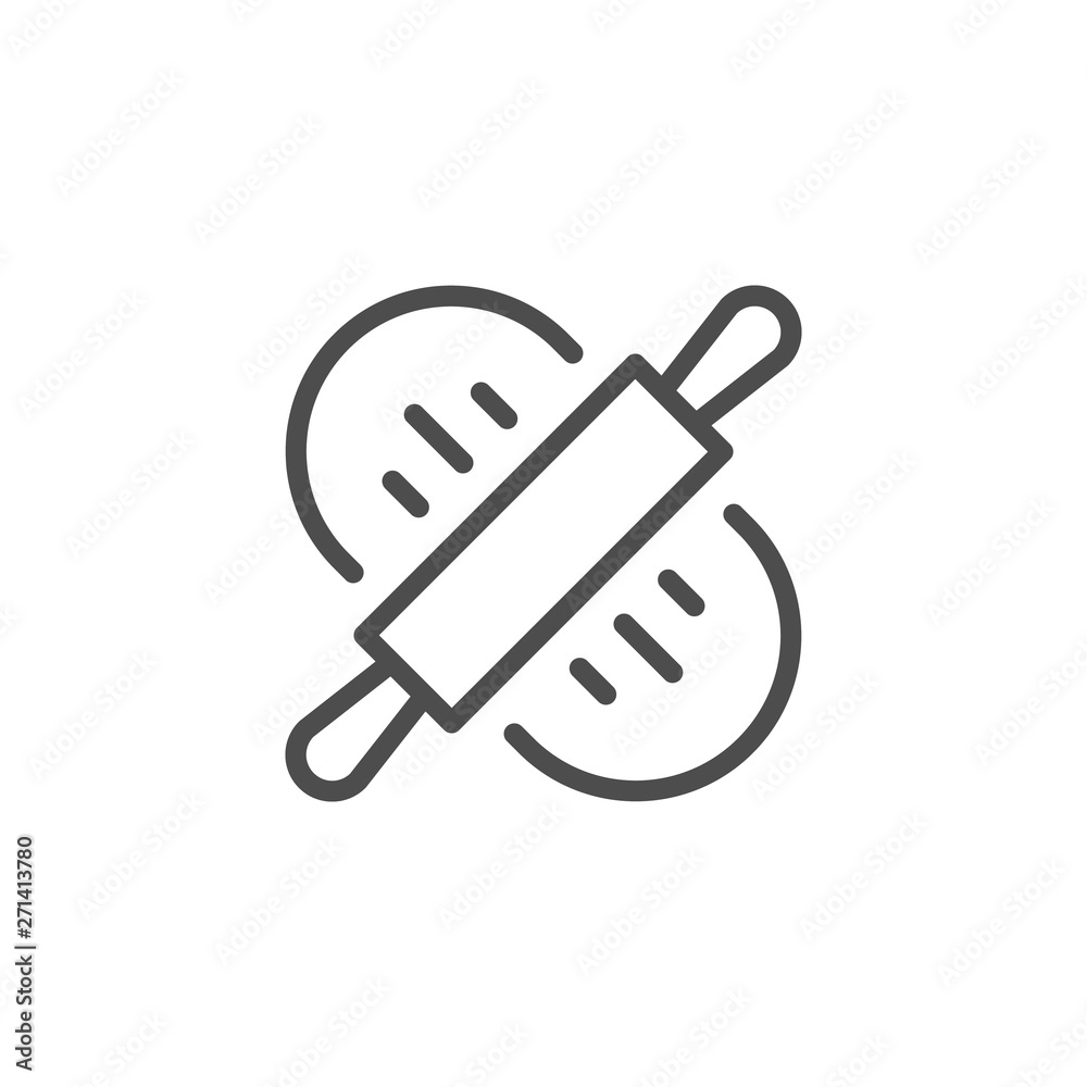 Dough rolling line outline icon Dough rolling line outline icon