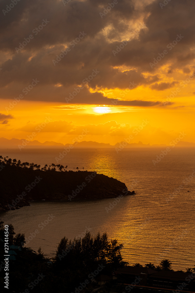 Colorful sunset above the sea. Summer vacation concept