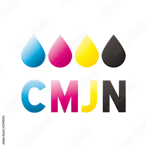 CMJN couleurs d'impression. Gouttes d'encre illustration vectorielle.
