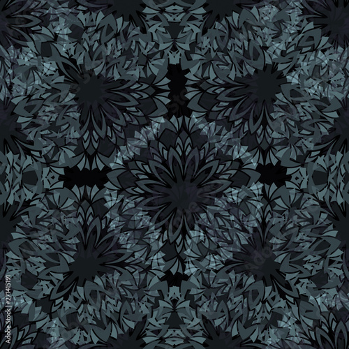 Wallpaper Mural Seamless pattern contemporary art design. Floral print with mandalas. Watercolor effect. Suitable for bed linen, leggings, shorts and fashion industry. Torontodigital.ca