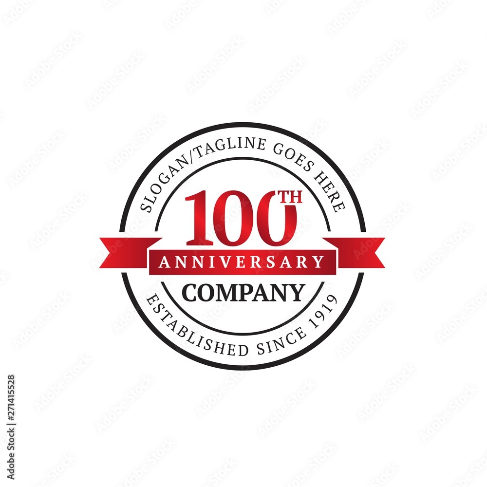 100 years anniversary red seal logo design