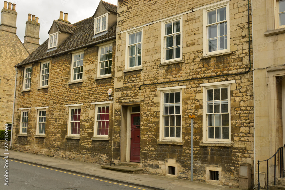 Stamford, United Kingdom. May 31, 2019 - Street view of city centre.Old buidings, Stamford, England