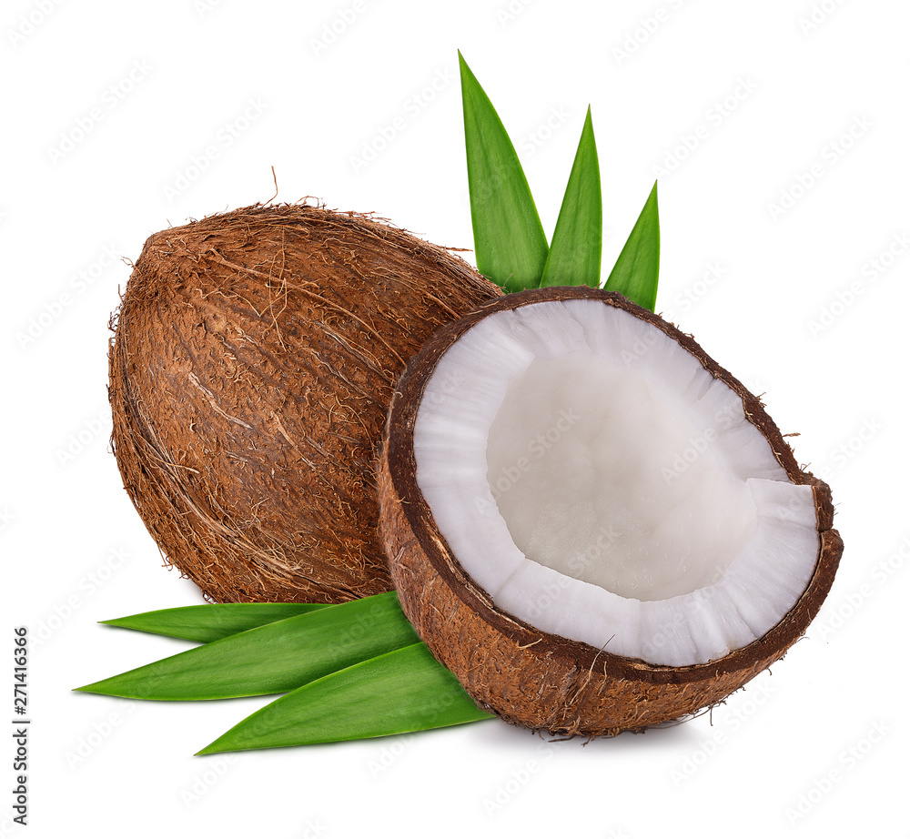 two half coconut isolated on white background clipping path two half coconut isolated on white background clipping path
