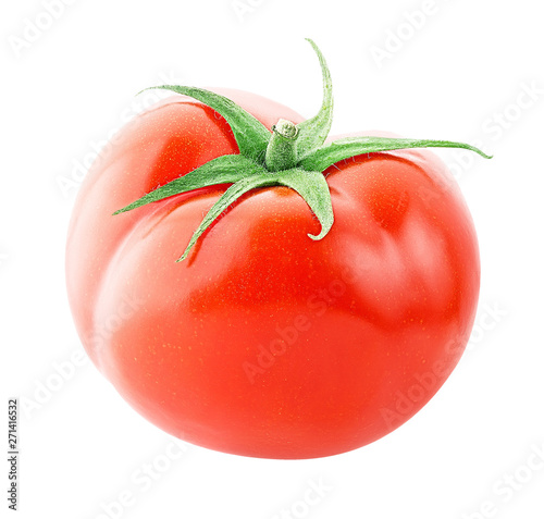one tomato isolated on white background with clipping path