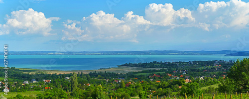 Fototapeta Naklejka Na Ścianę i Meble -  Wide panorama of Lake Balaton