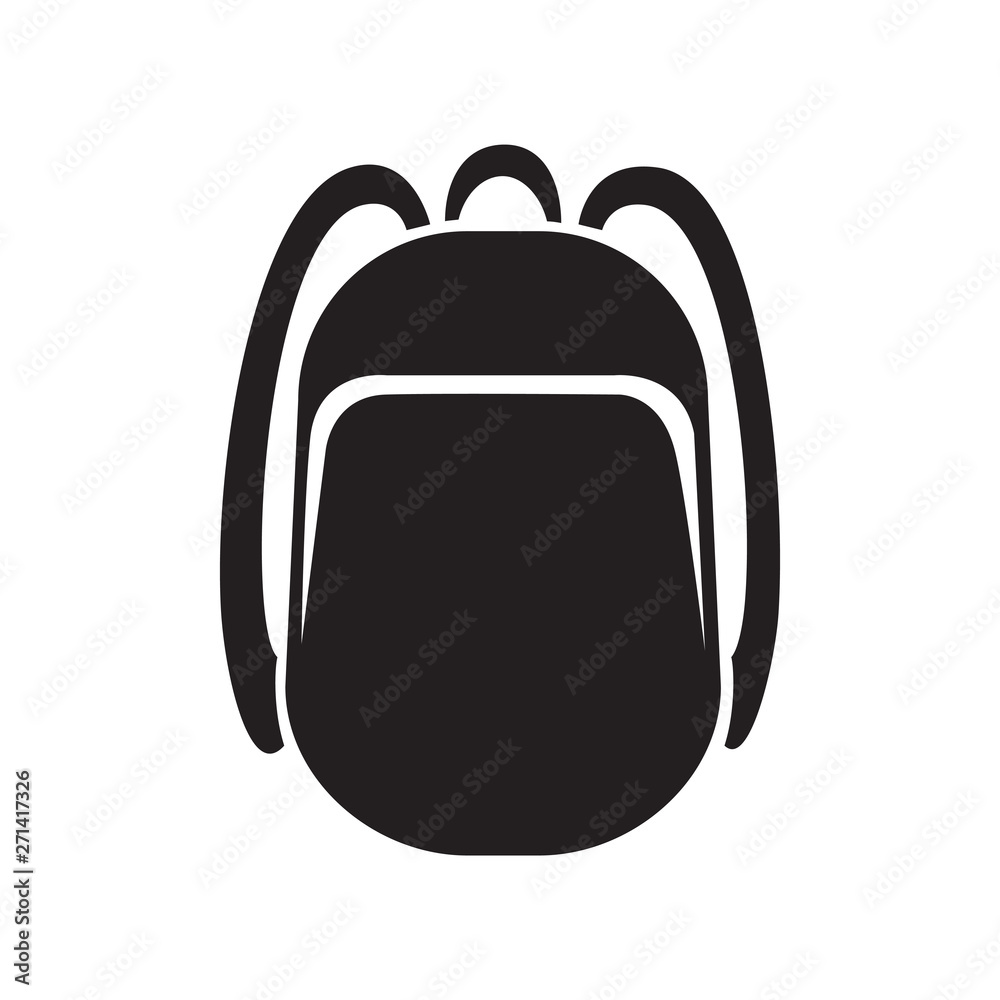 backpack icon monochrome silhouette. Knapsack. Schoolbag. Sack - obrazy, fototapety, plakaty 